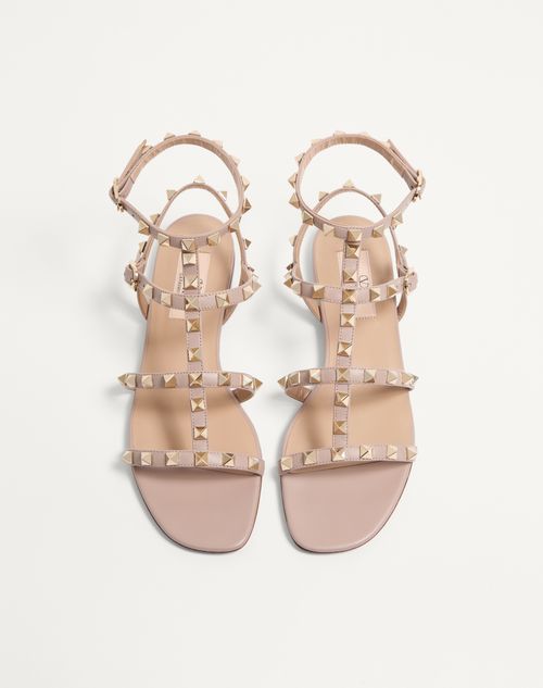 Valentino Garavani - Rockstud Flat Calfskin Sandal With Straps - Skin - Woman - Sandals